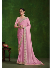 Nakshatra Heavy Embroided Pink Saree