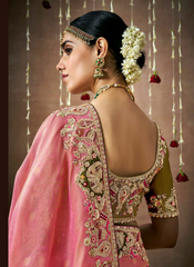 Nakshatra Pastel Pink Tissue silk Bridal saree