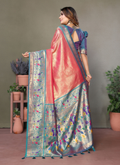 Nakshatra Red Banarasi Tissue Silk Saree