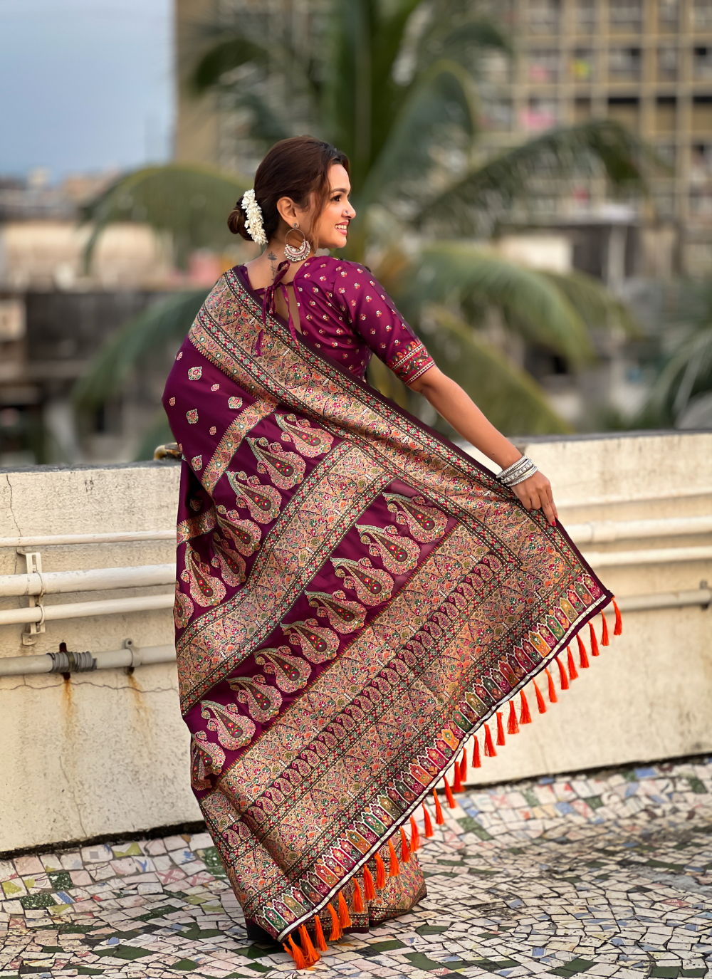 Nakshatra Magenta Meenakari Saree