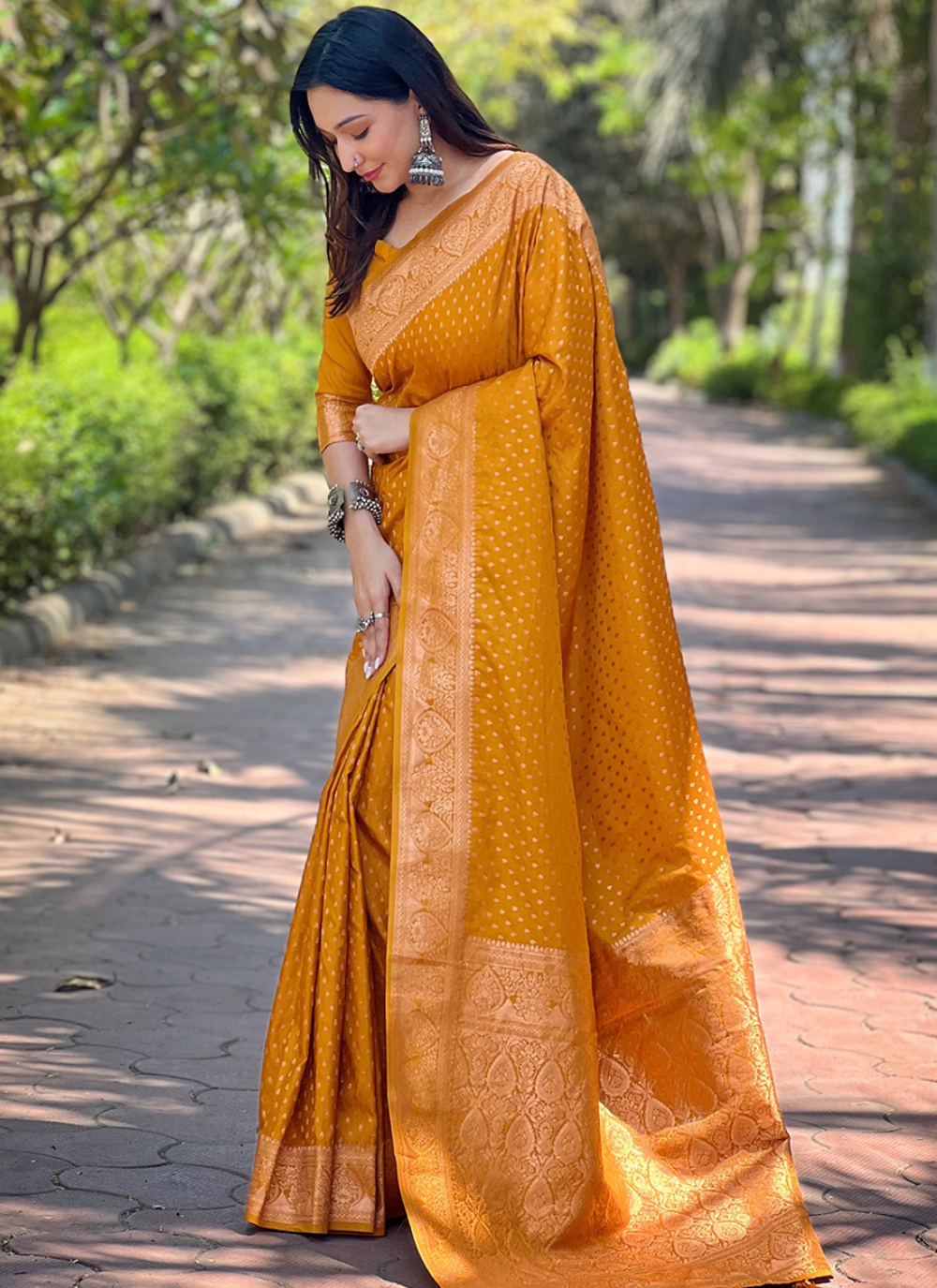 Nakshatra  Mustard Banarasi Silk saree