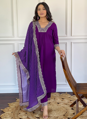 Nakshatra Purple Ethnic Kurta Set