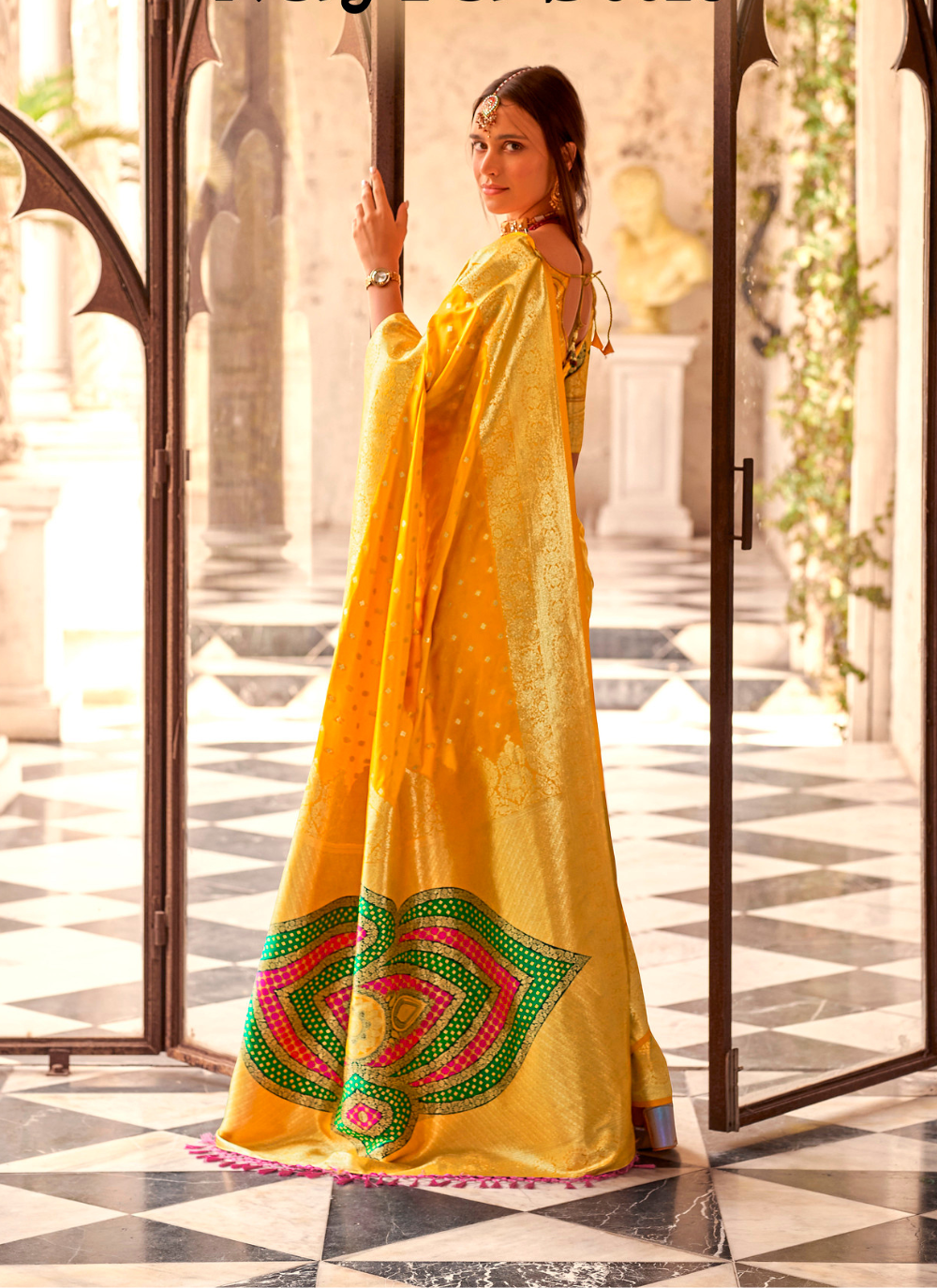 Nakshatra Yellow Zari Weaving Silk Saree