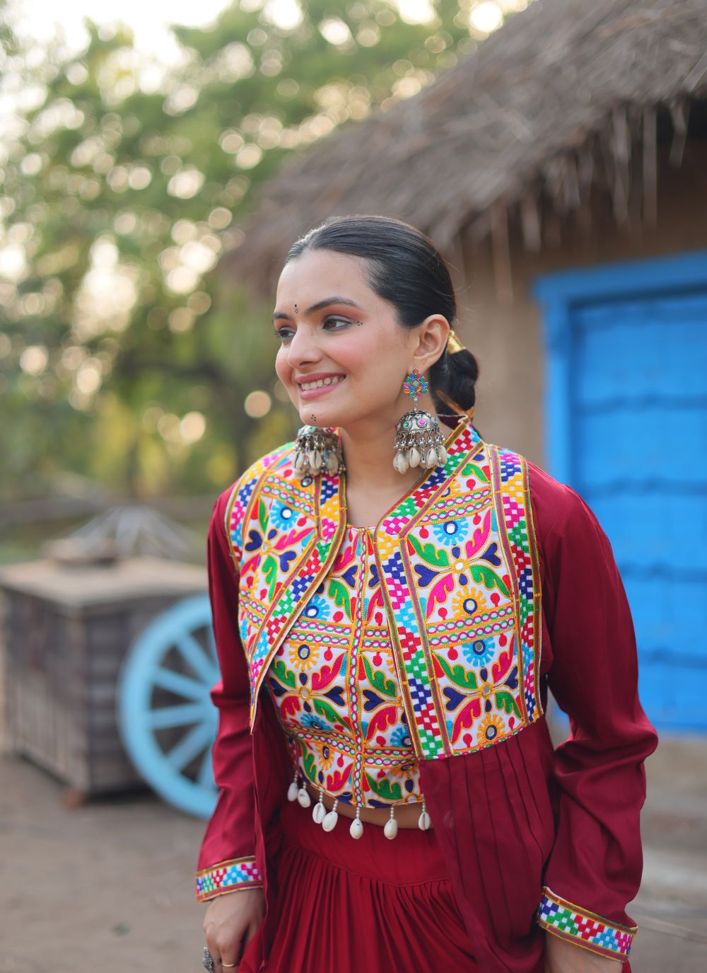 Nakshatra Marvellous Maroon Navratri Lehenga.