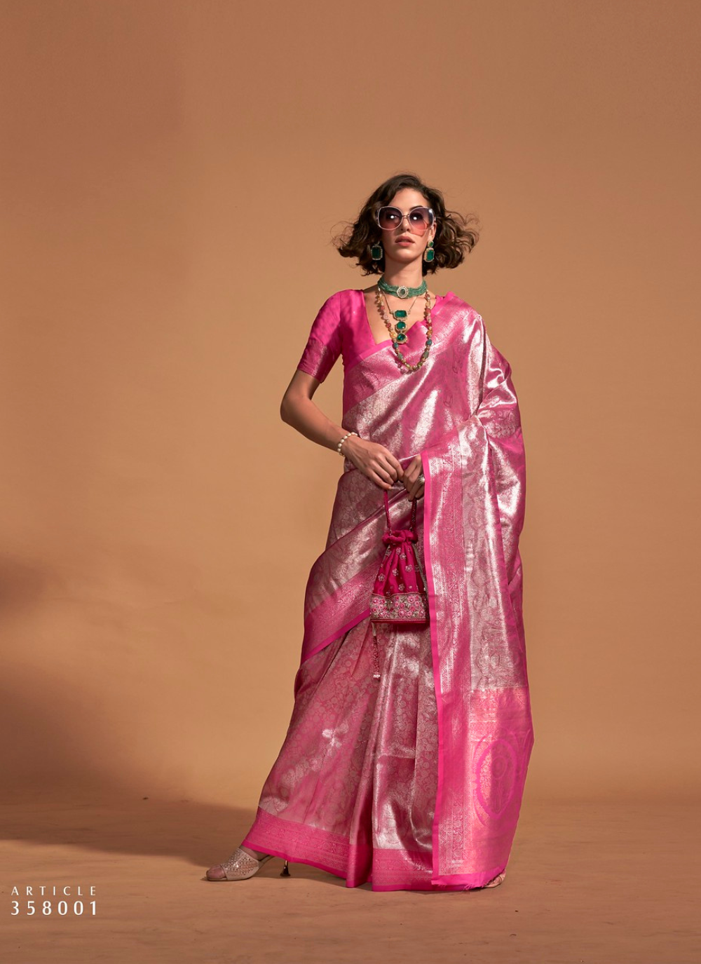 Nakshatra Pink  Kanjeevaram  saree