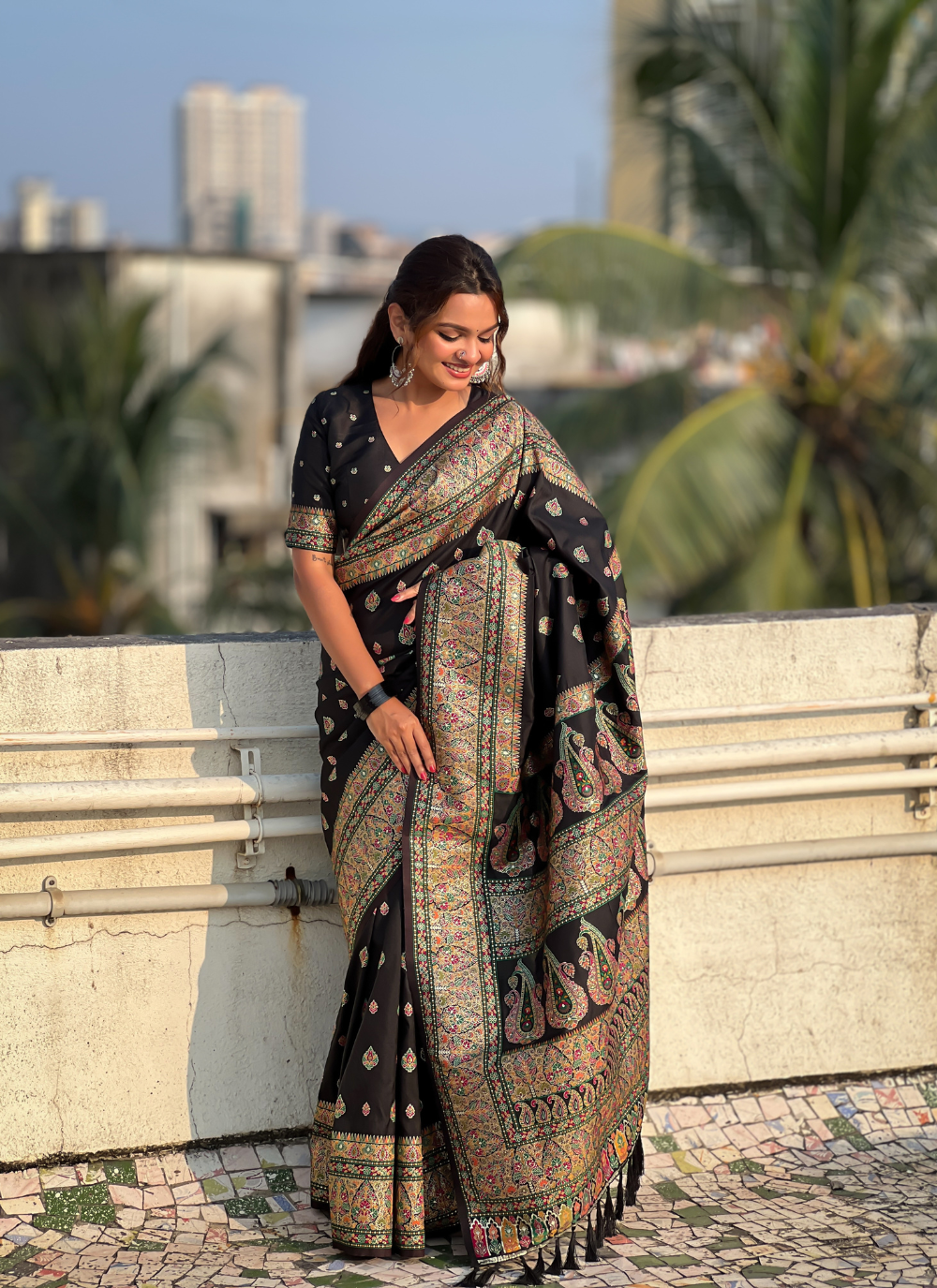 Nakshatra Black Meenakari Saree