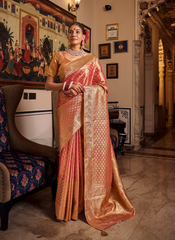Nakshatra  Red weaved Tissue silk saree