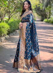 Nakshatra  Blue Banarsi Silk sari