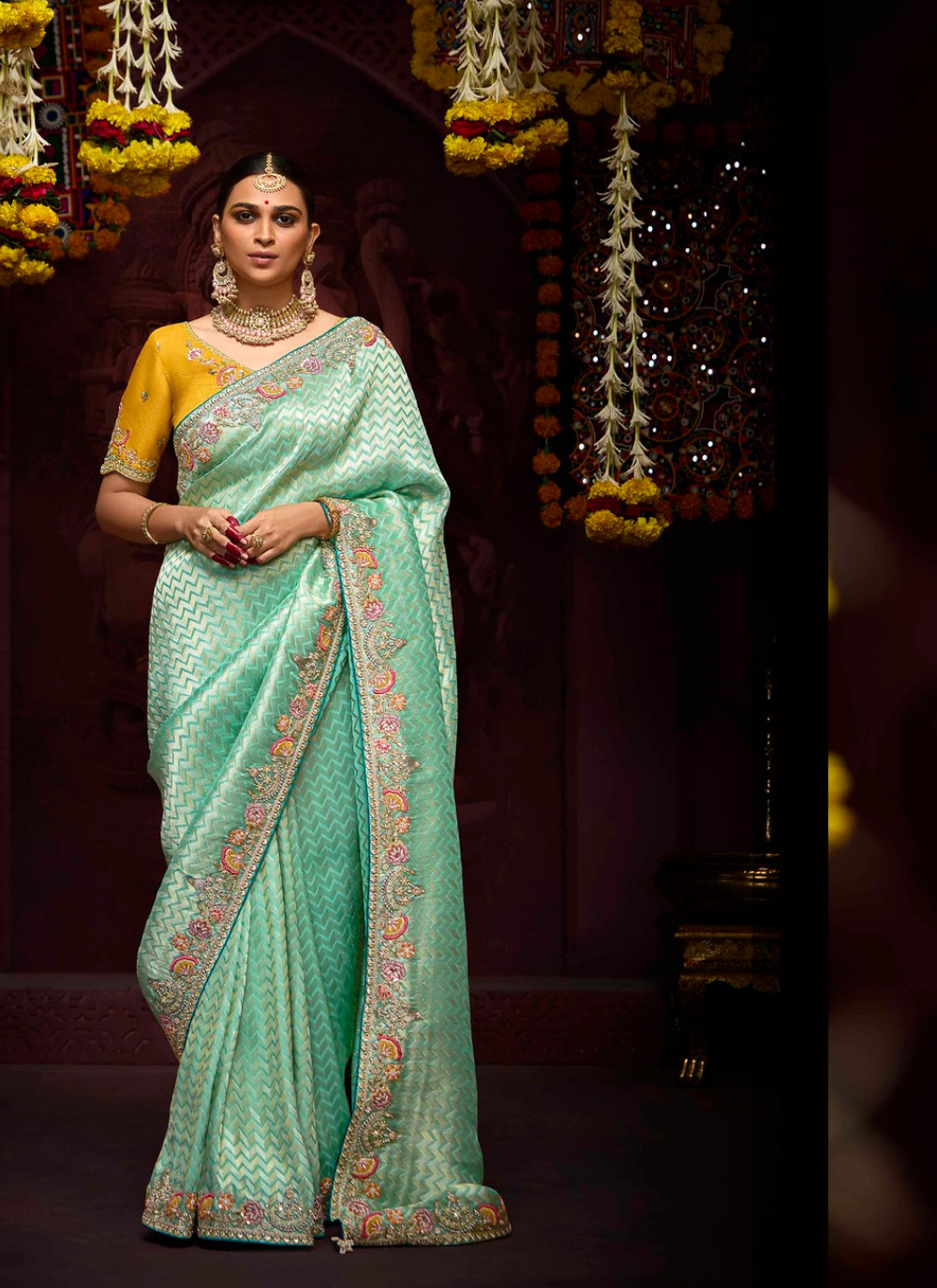 Nakshatra Sea Green Banarasi Kanjivaram Designer Saree