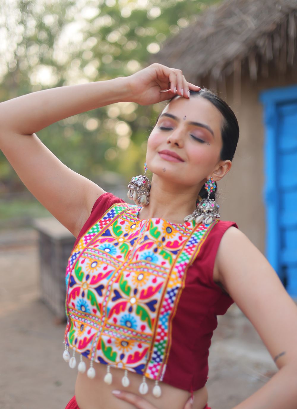 Nakshatra Marvellous Maroon Navratri Lehenga.