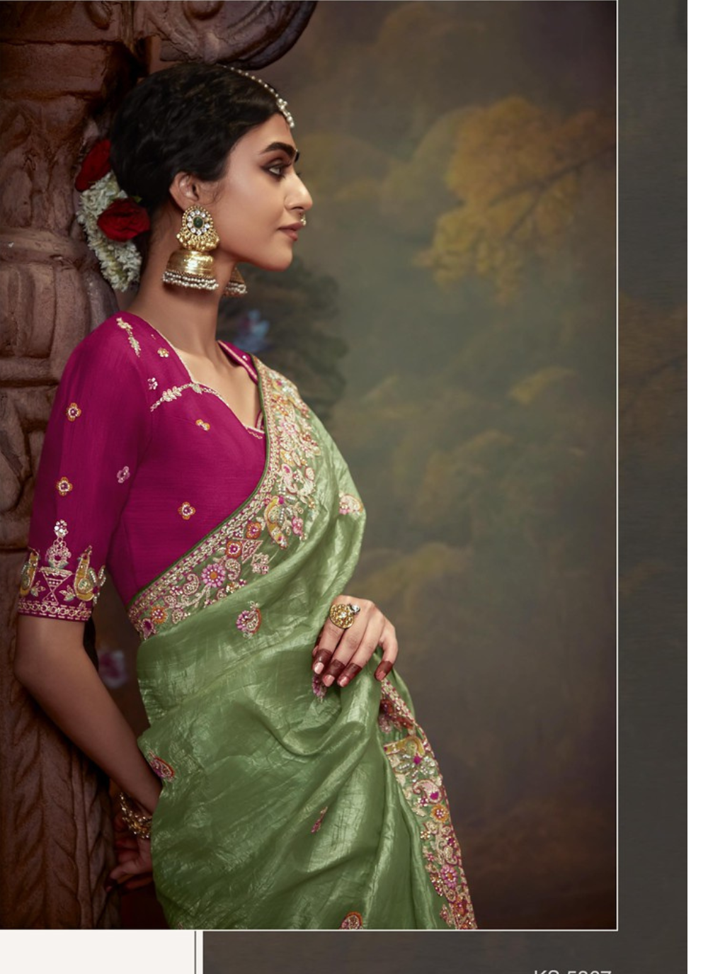 Nakshatra  Stunning Light Green Embroidery Saree