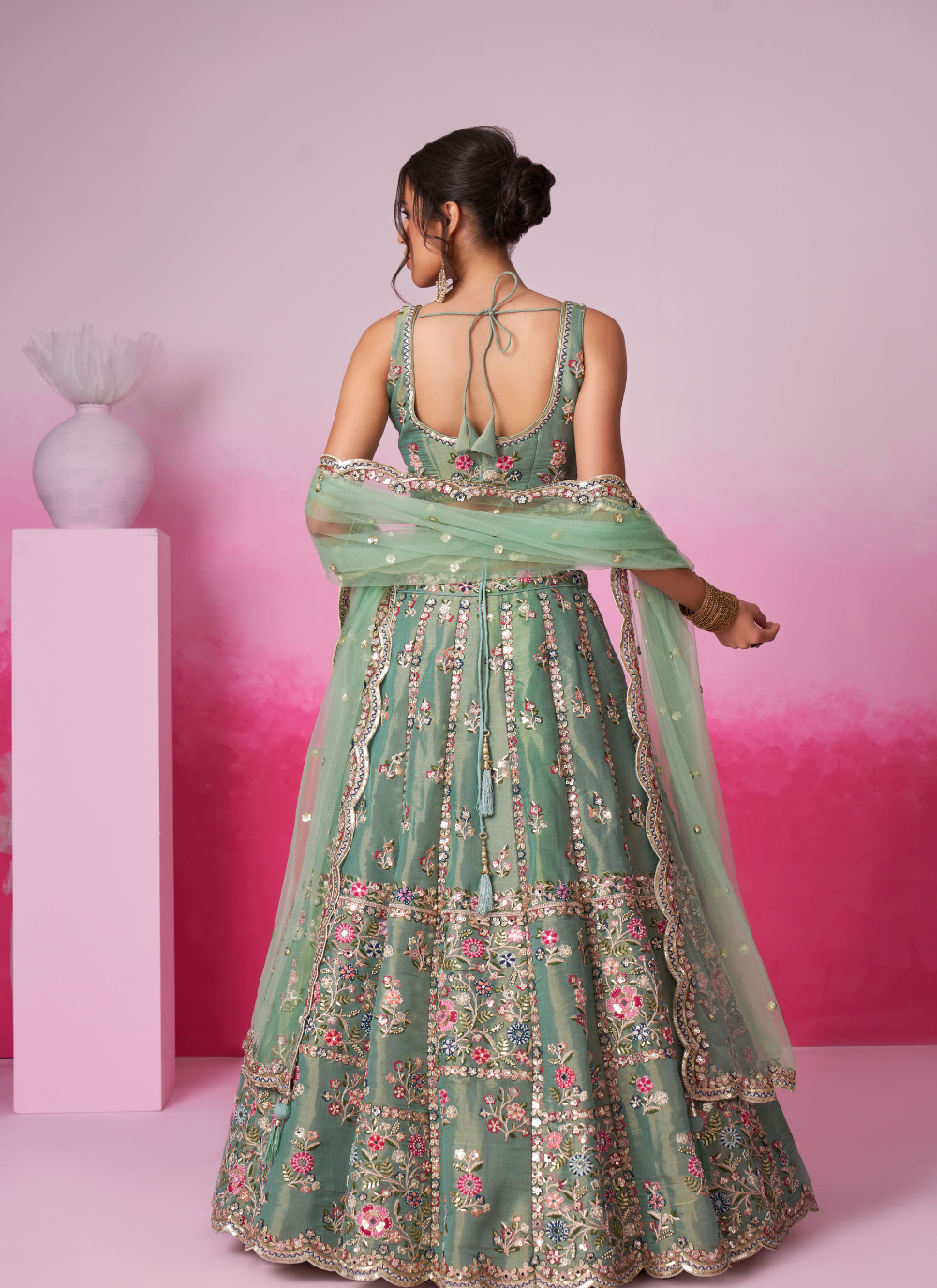 Nakshatra Pista Embroidery Lehenga