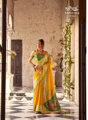 Nakshatra Yellow Zari Weaving Silk Saree