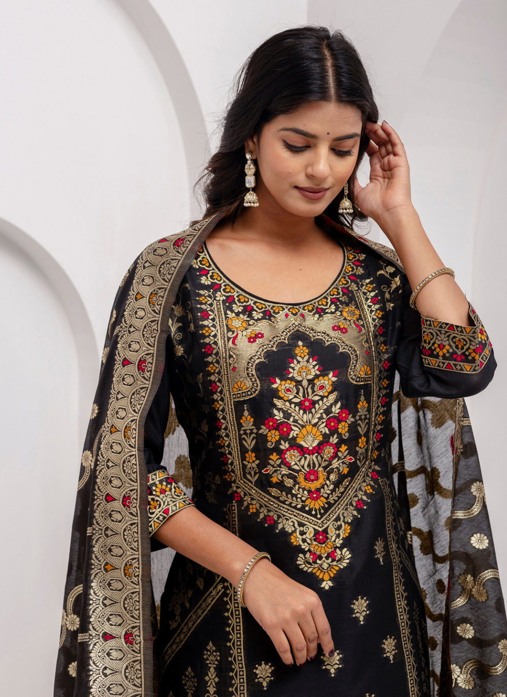 Nakshatra Readymade Black Silk Suit