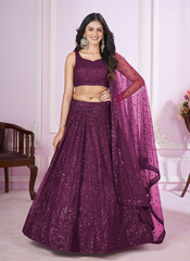 Nakshatra Purple Party Wear  Sequence Lehenga