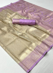 Nakshatra Lilac and silver  Kanjeevaram  saree