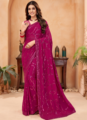 Nakshatra Magenta Sequence saree