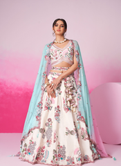 Nakshatra Cream Embroidery Lehenga