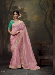 Nakshatra  Stunning Pink Embroidery Saree