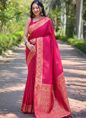 Nakshatra  Pink Banarasi Silk saree