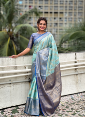 Nakshatra  Light Blue Tissue Silk Saree