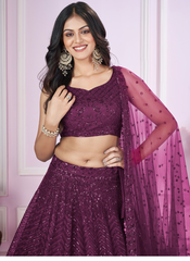 Nakshatra Purple Party Wear  Sequence Lehenga