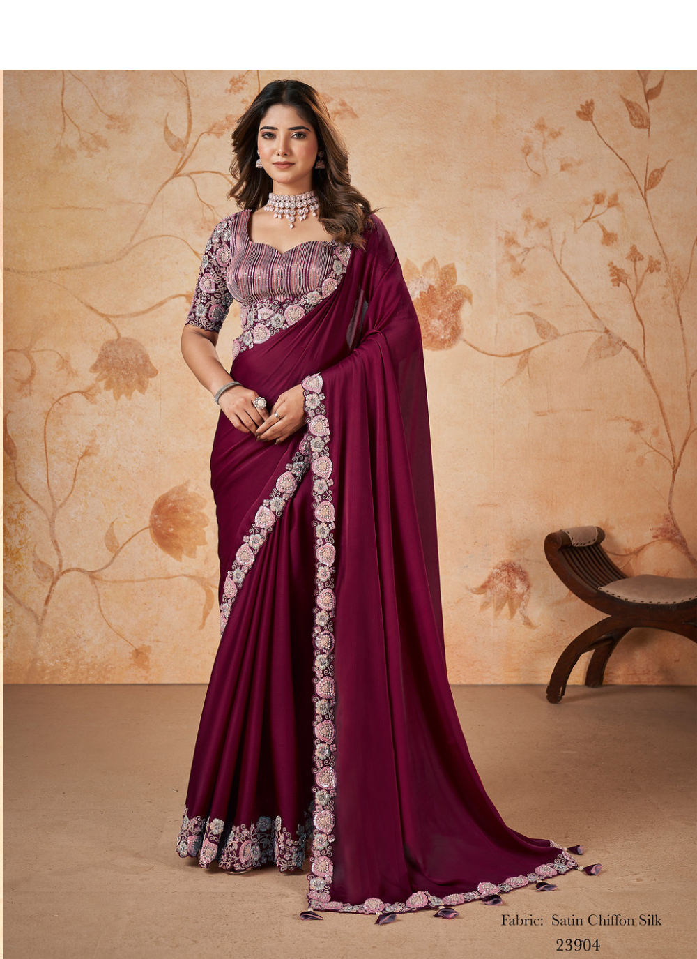 Royal Elegance Satin Chiffon Ensemble