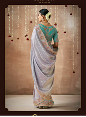 Nakshatra Lavender Tissue silk Bridal saree