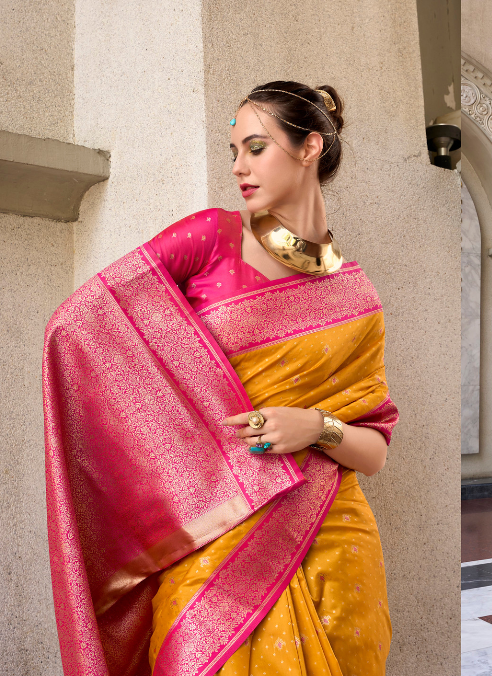 Nakshatra Orange Silk Saree