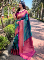 Nakshatra Bottle Green Soft Silk Saree