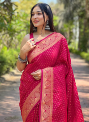 Nakshatra  Pink Banarasi Silk saree