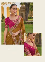 Magnificient Mustard Tissue Organza saree