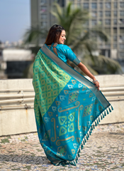 Nakshatra Sea Green Ikkat  Patola Silk Saree