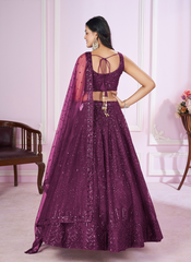 Nakshatra Purple Party Wear  Sequence Lehenga