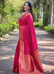 Nakshatra  Pink Banarasi Silk saree