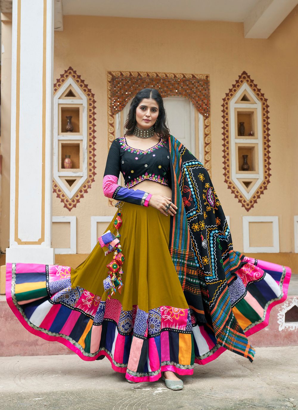 Nakshatra Mustard Yellow Navratri Lehenga Choli