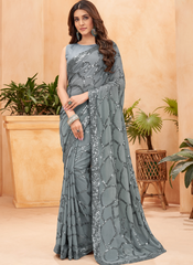 Nakshatra Grey Sequence saree