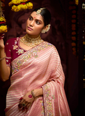 Nakshatra Pink Banarasi Kanjivaram Designer Saree