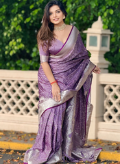 Nakshatra Lavender Banarasi Silk sari