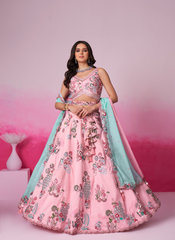 Nakshatra Pink Embroidery Lehenga