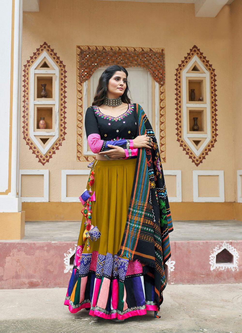 Nakshatra Mustard Yellow Navratri Lehenga Choli