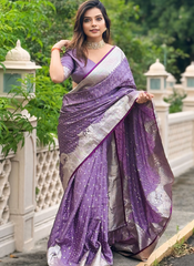 Nakshatra Lavender Banarasi Silk sari