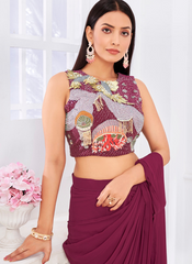 Nakshatra Mystical Maroon embroided Sari