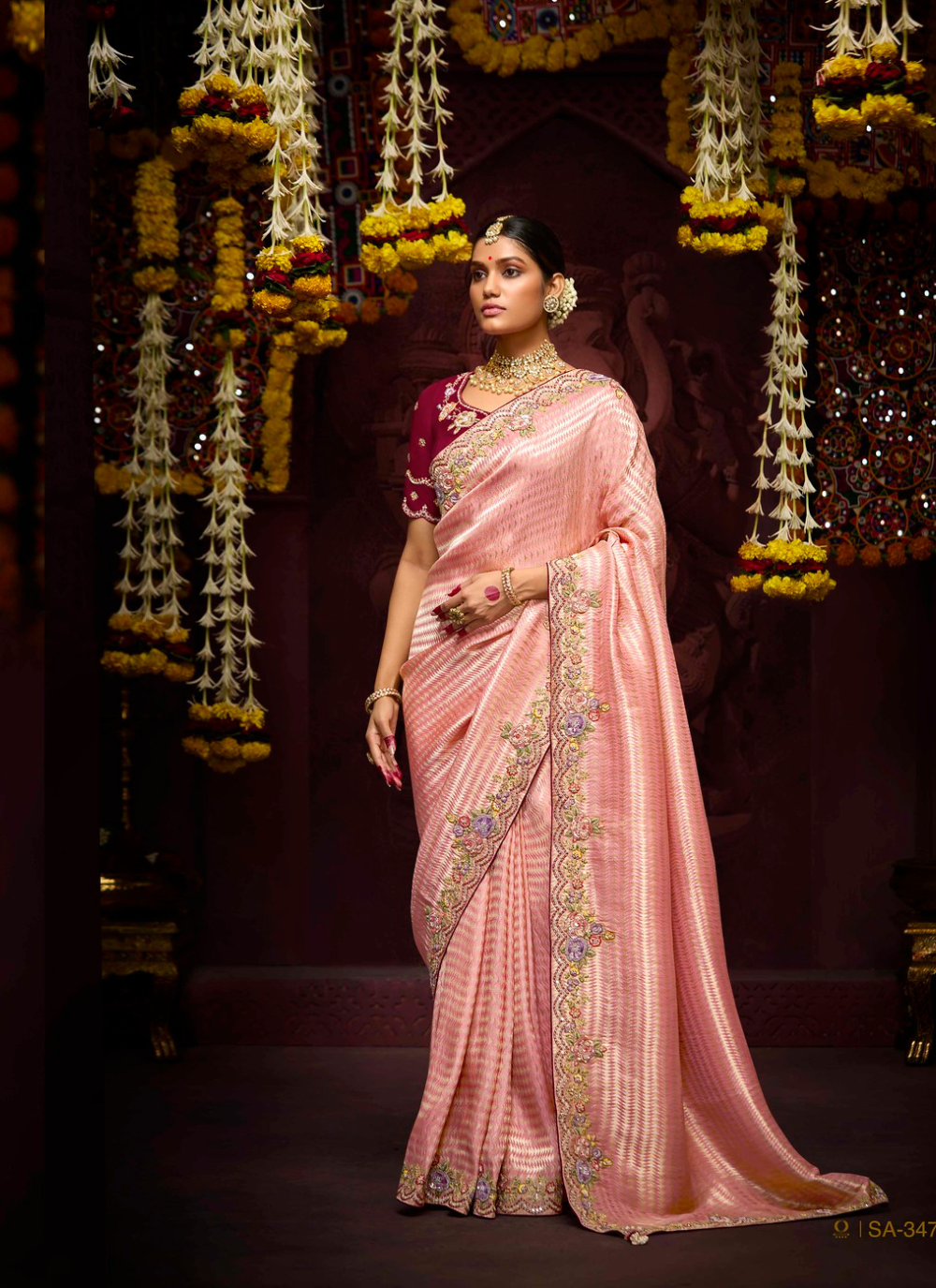 Nakshatra Pink Banarasi Kanjivaram Designer Saree