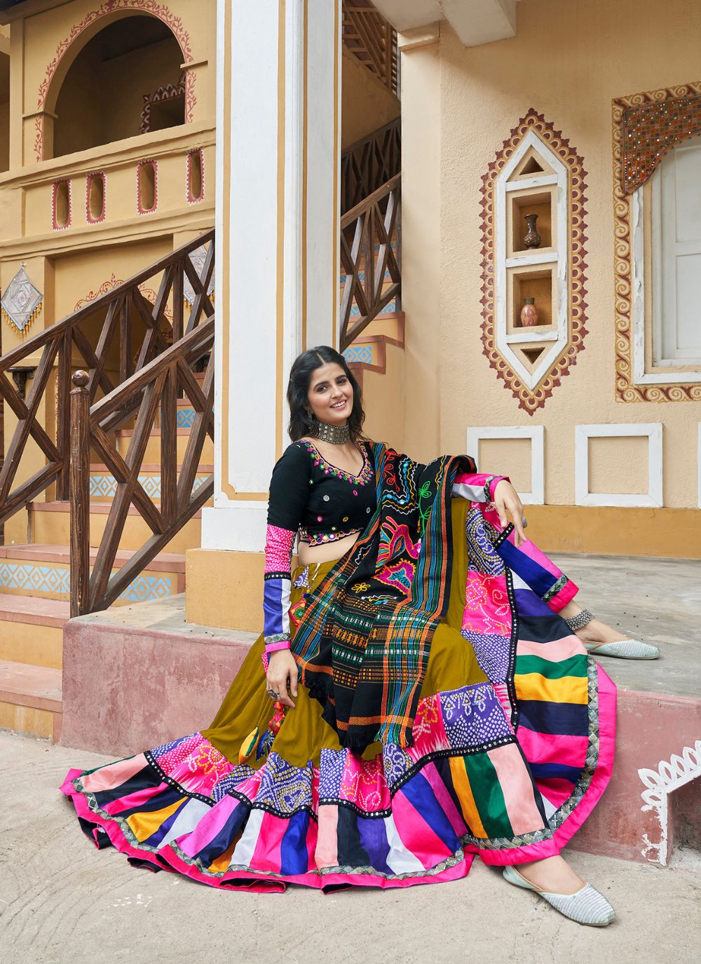 Nakshatra Mustard Yellow Navratri Lehenga Choli