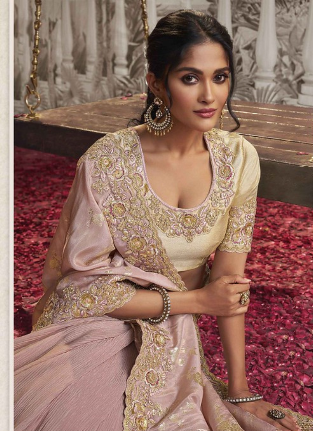 Radiant Rosewater Zari Saree