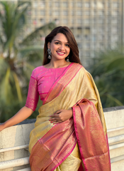 Nakshatra  Light Beige Tissue Silk Saree