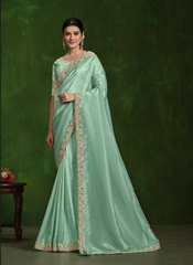 Nakshatra Heavy Embroided Aqua Blue Saree