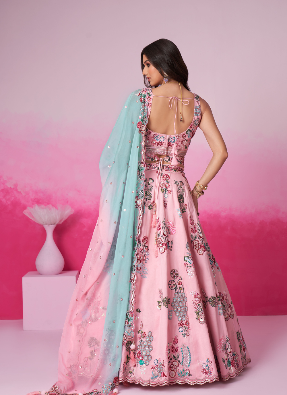 Nakshatra Pink Embroidery Lehenga
