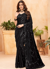 Nakshatra Bold Black Sequence saree